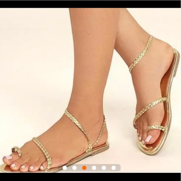 Greek gold woven toe loop boho summer sandals - Picture 3 of 8